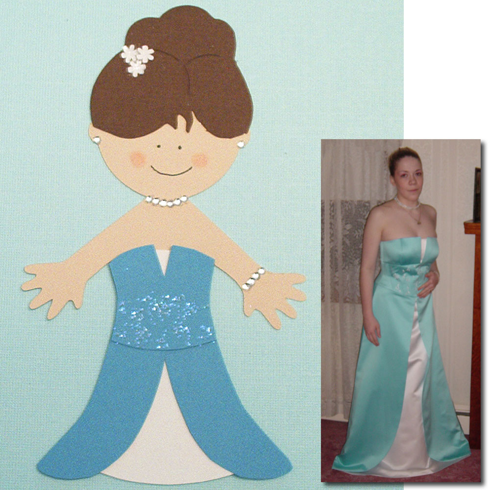 Accessorized with bling-bling jewelry, sparkles on gown, and flowers in her hair.